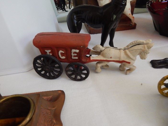 Cast iron horse drawn ice wagon