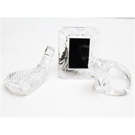 Waterford Crystal Assortment: A Waterford Crystal assortment. Included in this assortment is a cat figurine, a golf putter, and a picture frame. Maker’s mark to each.