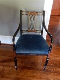 HITCHCOCK STYLE STENCILED ARM CHAIR WITH UPHOLSTERED SEAT