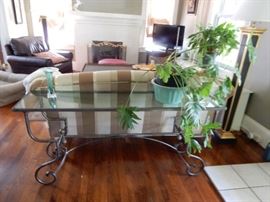 IRON & GLASS SOFA TABLE