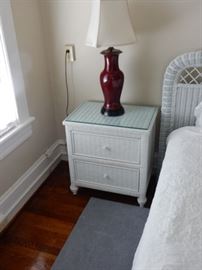 WICKER NIGHT STAND (LAMP NOT FOR SALE)