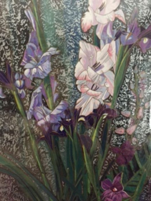 ORCHIDS AND IRIS - SUGNED SERIGRAPH BY NOTED CHINESE AMERICAN ARTIST TING SHAO KUANG