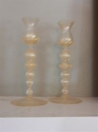 MURANO VENETIAN GLASS LUSTRE CANDLESTICKS