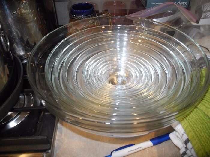 All sizes glass bowls from tiny to large