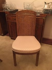 Drexel Heritage Accolade caned back, upholstered chair.  One of 8.  All in perfect condition.  No rips, tears, stains, or breaks to the cane backs.