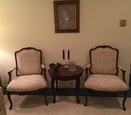Chippendale chairs and lamp table
