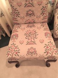Crewel upholstery side chairs