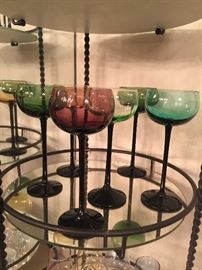 1940s black stemmed cordials