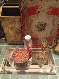 Luxury dressing room full of Hollywood Regency, Italian Florentine, perfumes, and everything for an elegant lady!