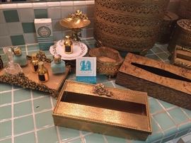 Hollywood Regency tissue boxes and waste baskets