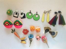Mod earrings and brooches