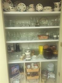 Glassware, serving pieces, and pottery