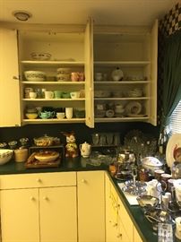 Pyrex, Jadite, English Ironstone, serving pieces, Fostoria American