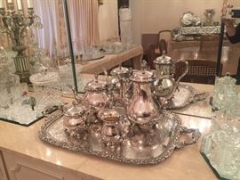 Webster Wilcox silver plated tea set and matching tray