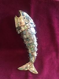 Vintage reticulated Abalone shell bottle opener