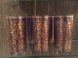 Signed Georges Briard Paisley Blue Gold Glasses