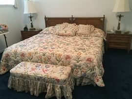 King bed.  King bedding with matching bench