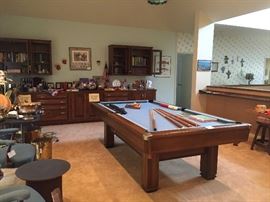 Brunswich Hawthorn Italian Slate Pool table.  Solid bumpers, brass corners, leather pockets.  JUST SUPER!