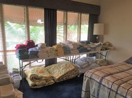 Bedding, towels, blankets