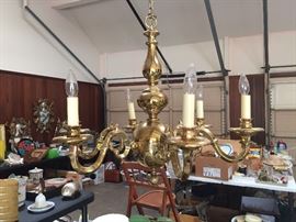 Solid brass chandelier - matching sconces inside house