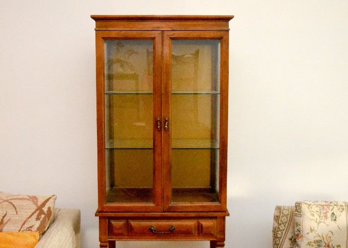 SOLD--Lot #201, Vintage Etegere / Display Cabinet (glass on 3 sides), $120 (Approx. 26.6" L x 14" Deep x 65.5" H)