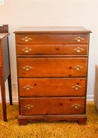BUY IT NOW!  Lot #205, Vintage 5-Drawer chest with Brass Hardware, $40
