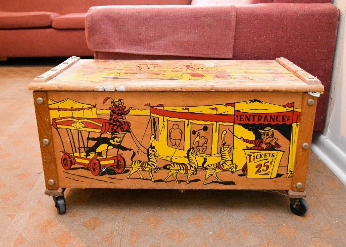 Vintage Rolling Toy Box / Chest