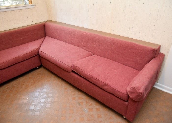 Vintage Sectional Sofa with Wood Back (3 pc)