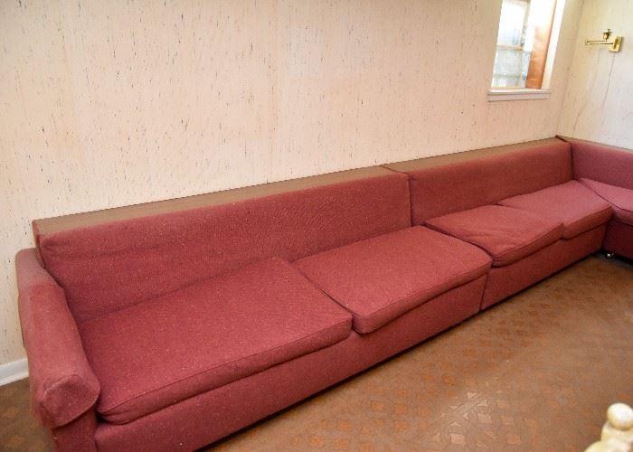 Vintage Sectional Sofa with Wood Back (3 pc)