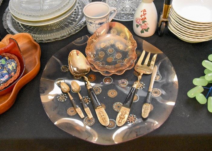 Vintage Glass Serving Plate, Siam Flatware & Serving Utensils