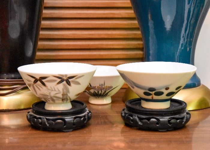 Japanese Hand-Painted Porcelain Rice Bowls