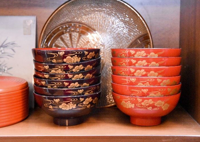 Japanese Lacquer Rice / Soup Bowls