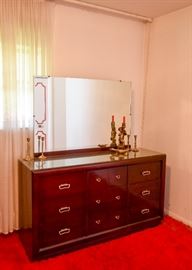 Vintage Lowboy Dresser / Chest of Drawers with Mirror