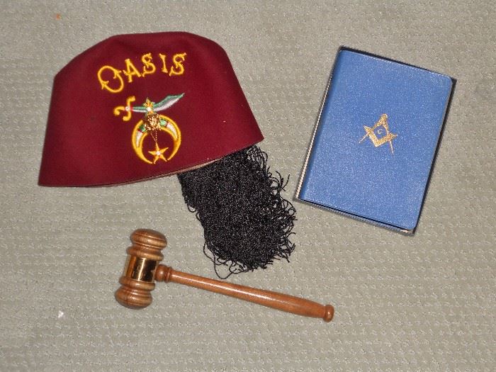 Masonic Lodge items--Fez, gavel and order book                             Back of Fez has beautiful rhinestone tassel holder