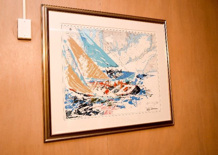 Leroy Neiman America's Cup Sailing Race Print, 1964, Framed