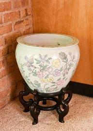 Asian Fish Bowl Planter with Stand