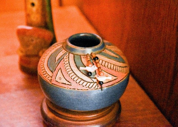 Native American Pottery Vase, Signed