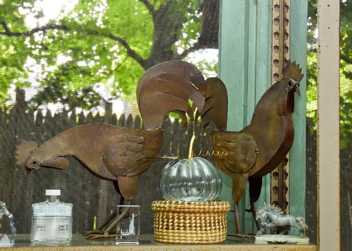 Rustic Rooster Statues