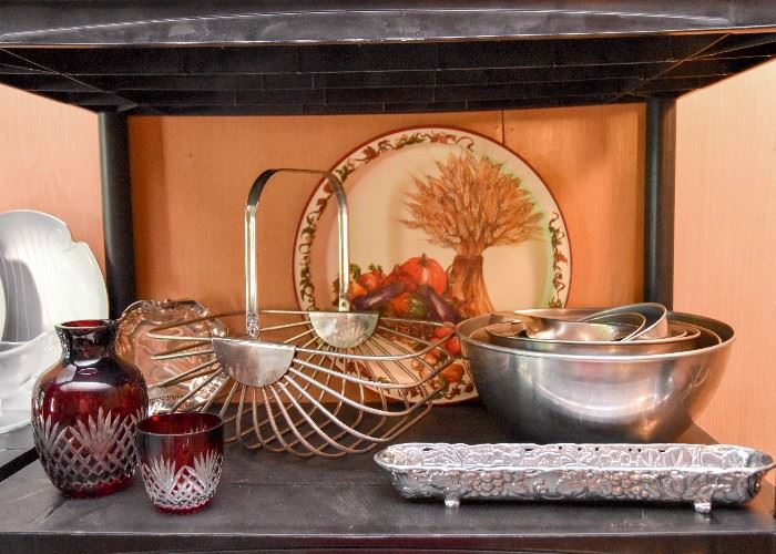 Bohemian Cut Crystal, Serving Pieces, Stainless Mixing Bowls