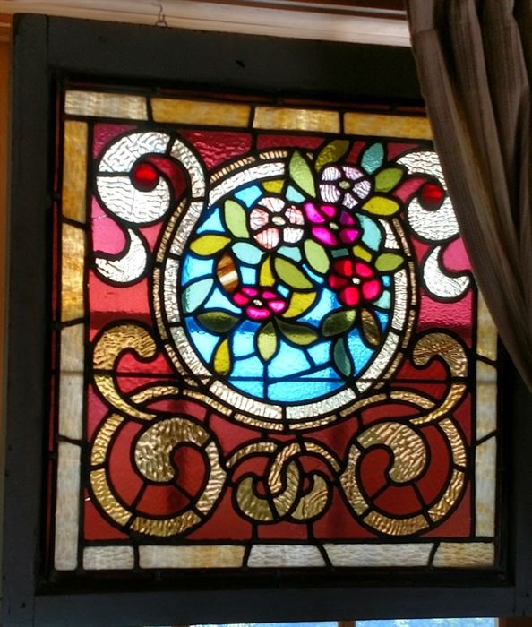 One of numerous pieces of high quality antique stained glass
