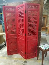 Hand carved red lacquer room divider