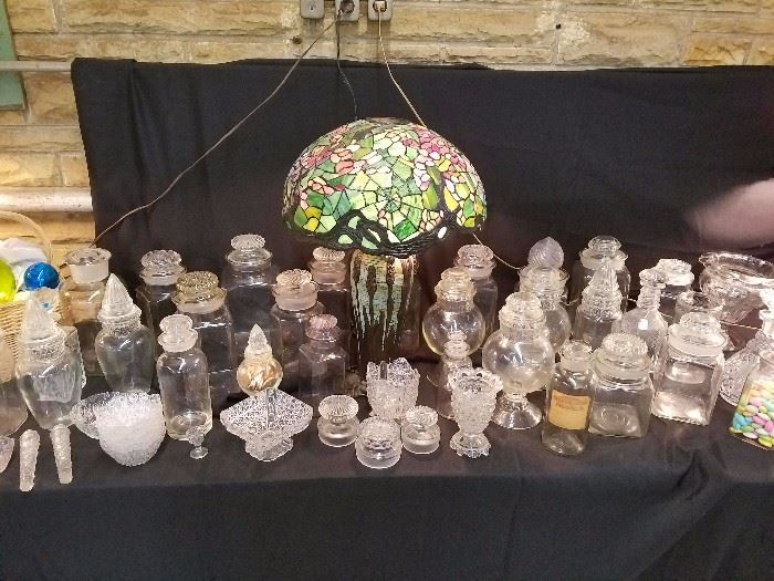 Selection of candy, country store jars, and apothecary jars