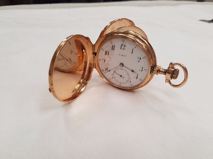 One of several gold pocket watches