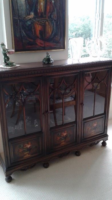 Pretty hand painted display cabinet