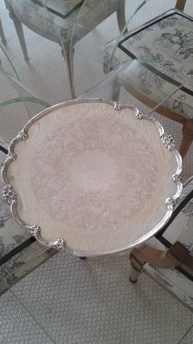 One of several lovely silver plate serving tray