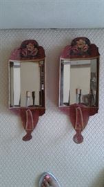Pair of toll painted wall sconces