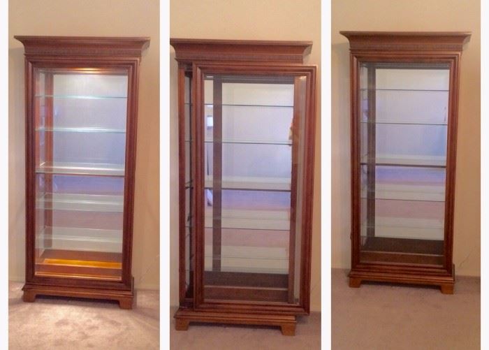 Sliding Door Display Cabinet with light. Middle pic shows door sliding. 