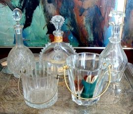 Decanters and ice buckets by Baccarat
