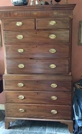 Early 19th century mixed wood CHEST ON CHEST with inlay