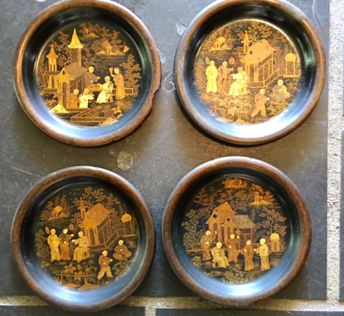 19th century lacquer chinoiserie plates